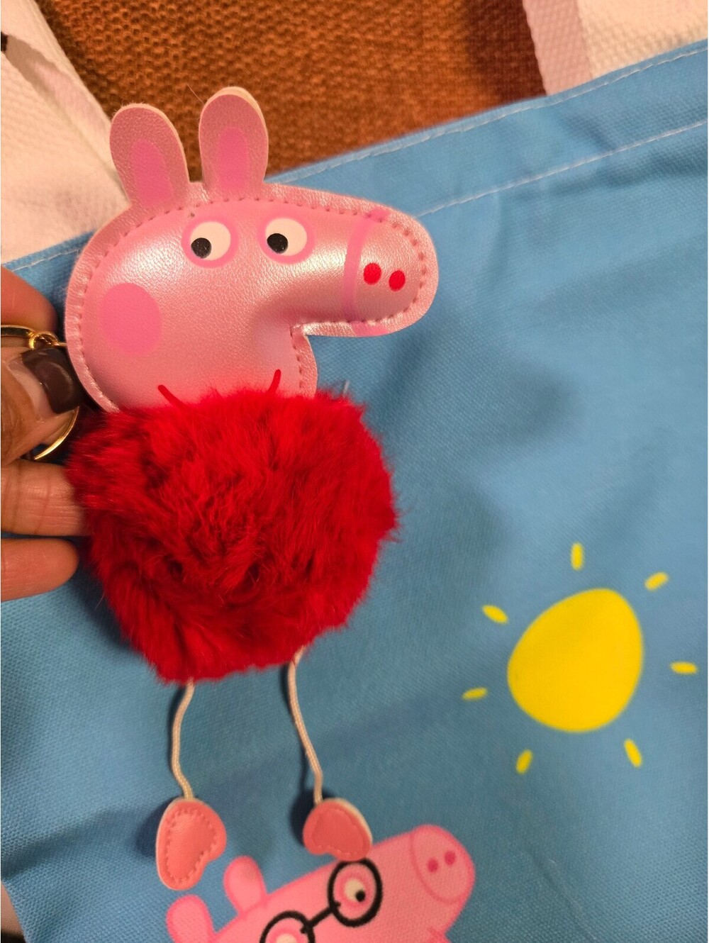 Dulami Peppa Pig Red Pom Pom Bag Charm Keychain